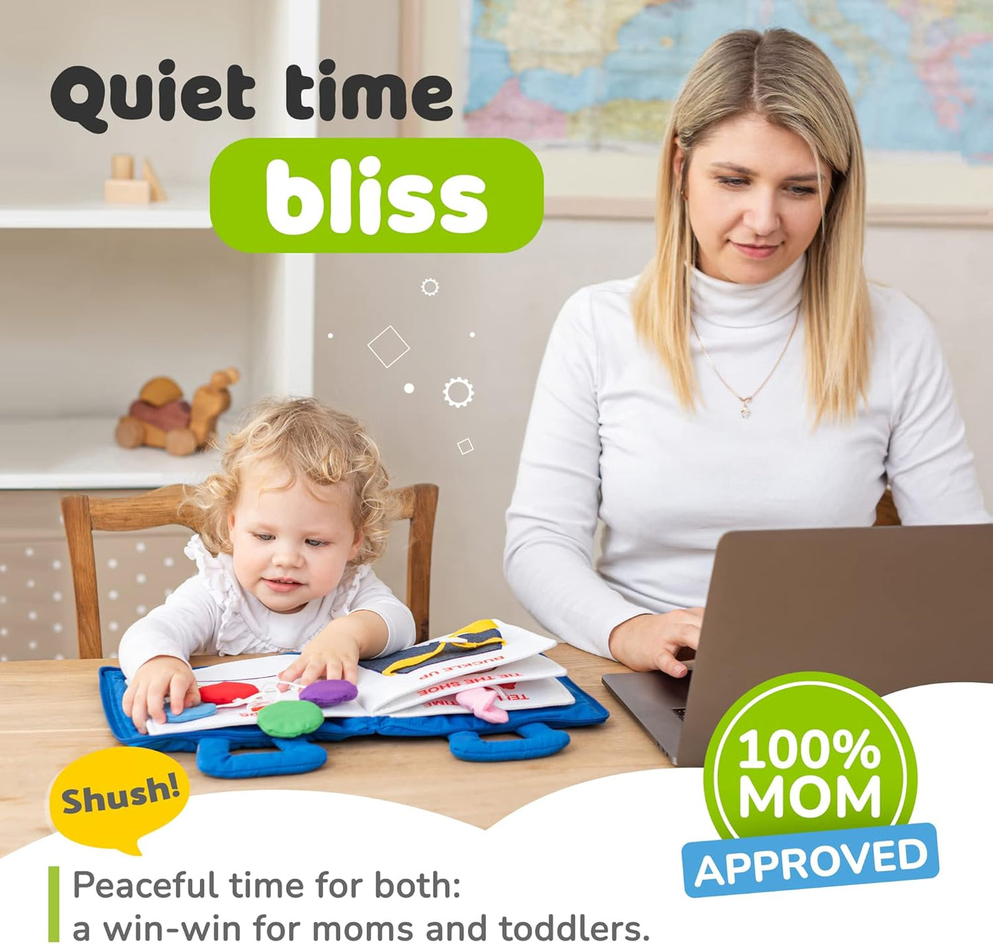 Quiet Book Montessori Toys for 1 2 3 Year Old, Busy Book for Toddlers 1-3 Travel Toy with Preschool Learning Activities, Educational Toy with 9 Sensory Toddler Activities for Boys & Girls