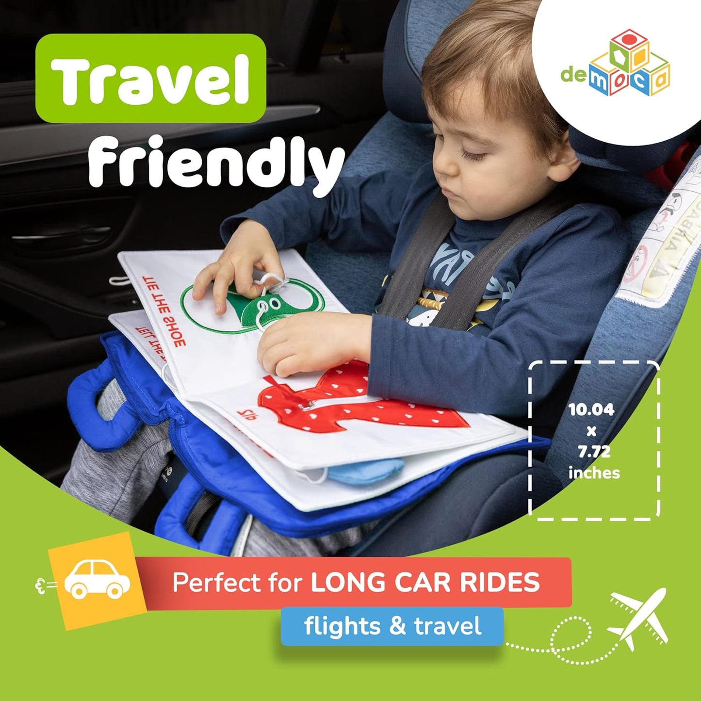 Quiet Book Montessori Toys for 1 2 3 Year Old, Busy Book for Toddlers 1-3 Travel Toy with Preschool Learning Activities, Educational Toy with 9 Sensory Toddler Activities for Boys & Girls