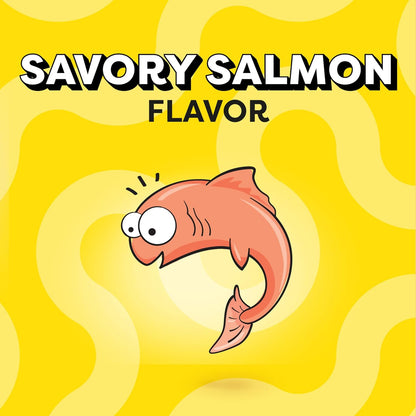 Jumbo Stuff Crunchy and Soft Cat Treats Savory Salmon Flavor, 5.3 Oz. Pouch (Pack of 10)
